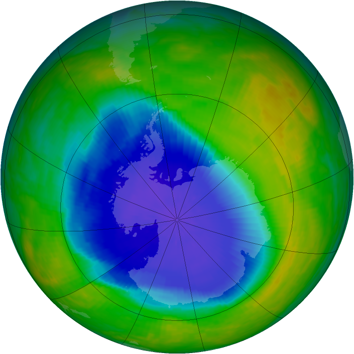 Antarctic ozone map for 01 November 1990